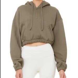 alo yoga stadium hoodie olive green